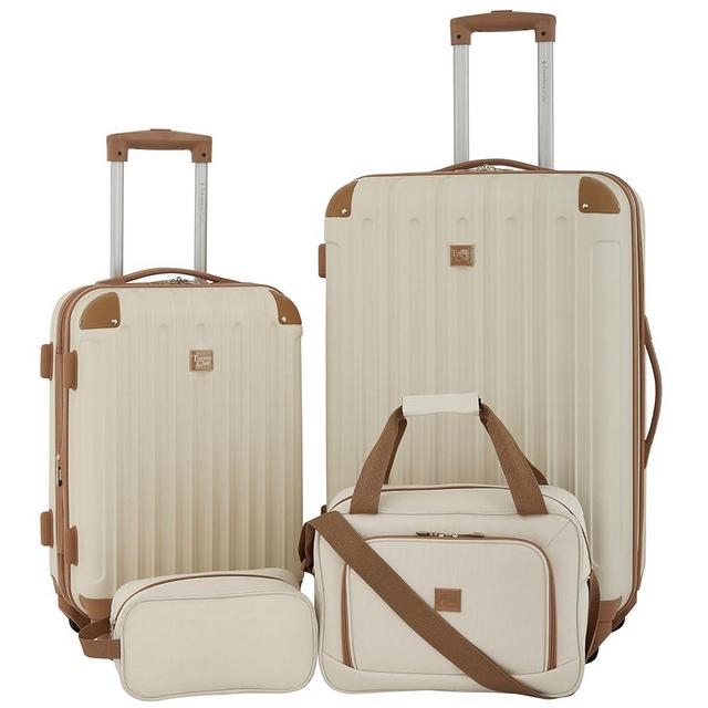 Travelers Club Midtown Hardside Luggage Travel, Vanilla, 4-Piece Set