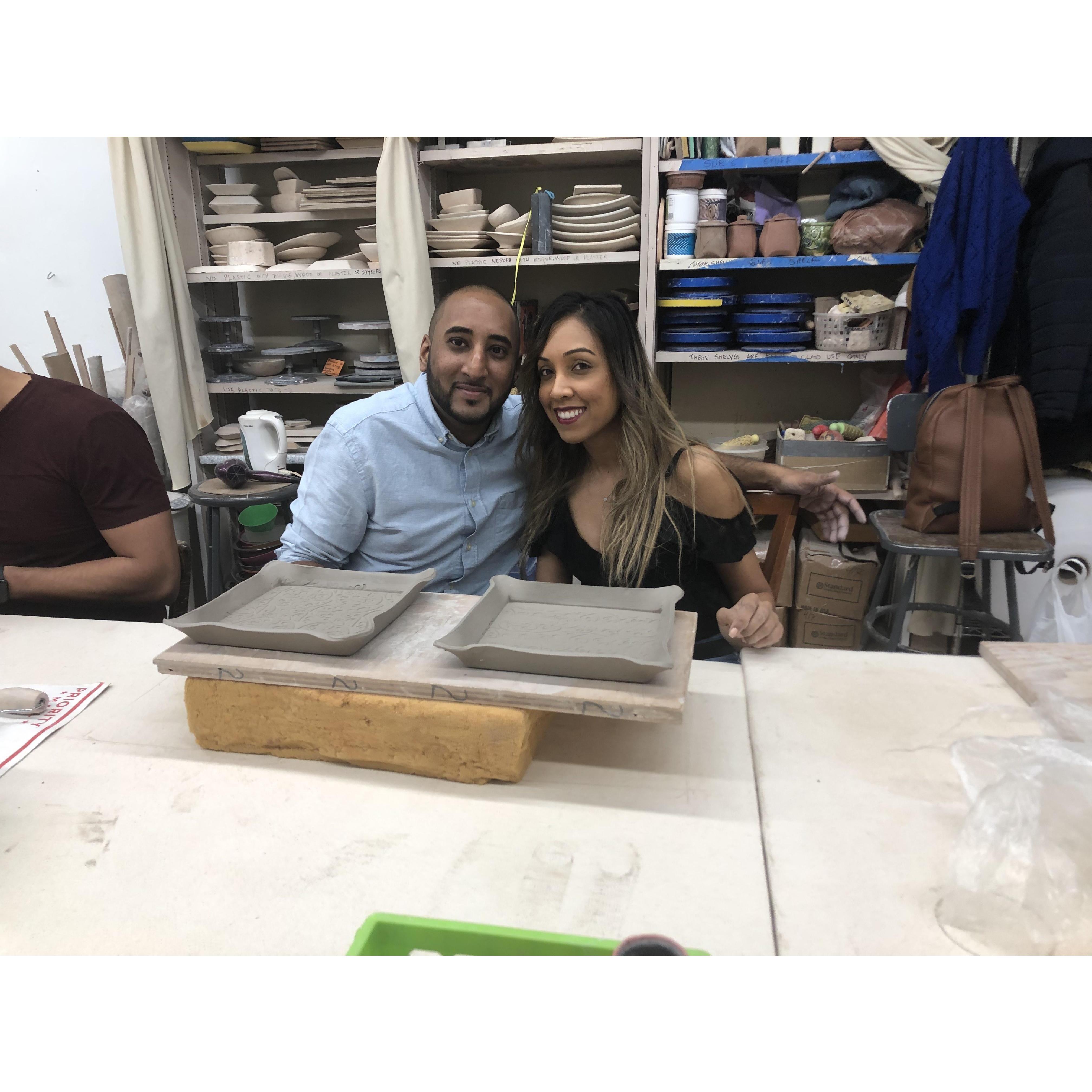 Bringing out our creative side and making pottery for our future home!