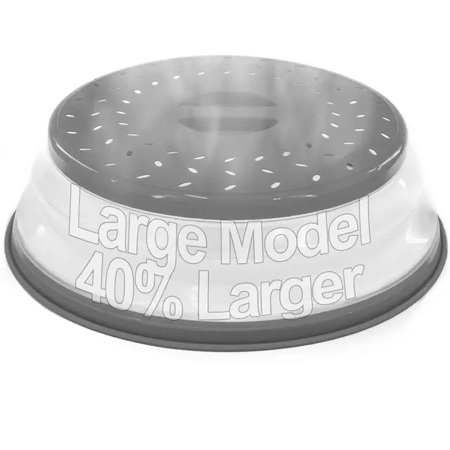 5 Star Super Deals Microwave Splatter Guard Cover - Large - Collapsible Lid for Food Protection and Easy Storage - BPA-Free, Dishwasher Safe - Gray