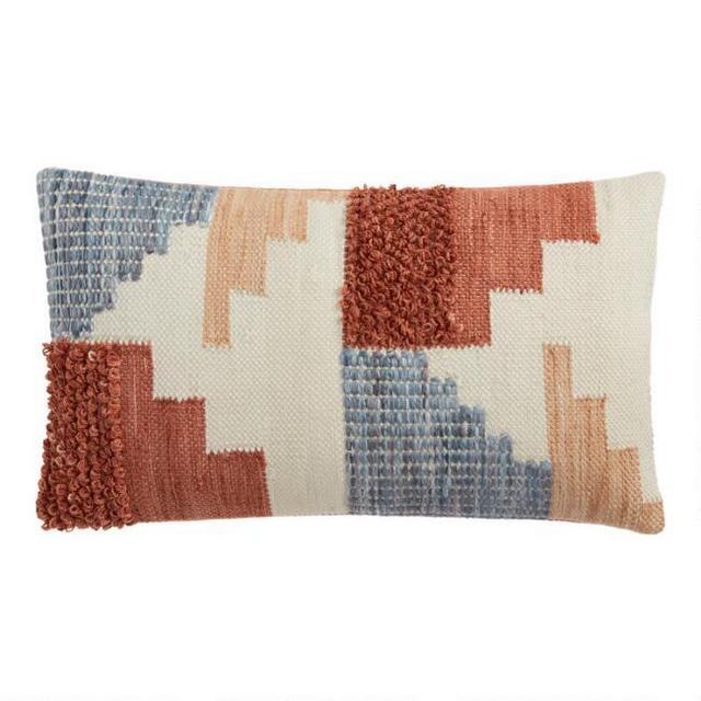 Rust And Gray Geo Indoor Outdoor Lumbar Pillow