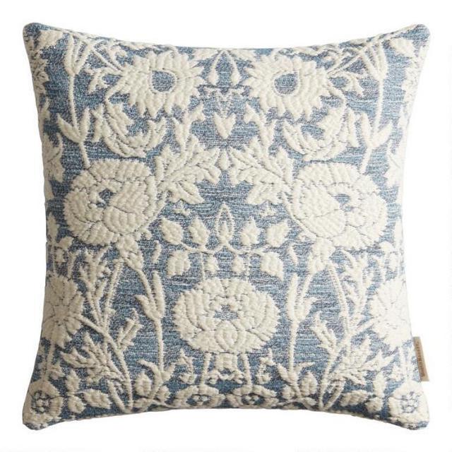 Ivory Floral Applique Throw Pillow