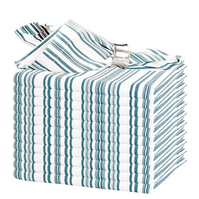 GLAMBURG Cotton Dinner Napkins Set of 12, 100% Ring Spun Cotton Cloth Dinner Napkins 18x18, Soft, Durable and Comfortable Cocktail Napkins, Wedding Dinner Napkins with Mitered Corners - Teal