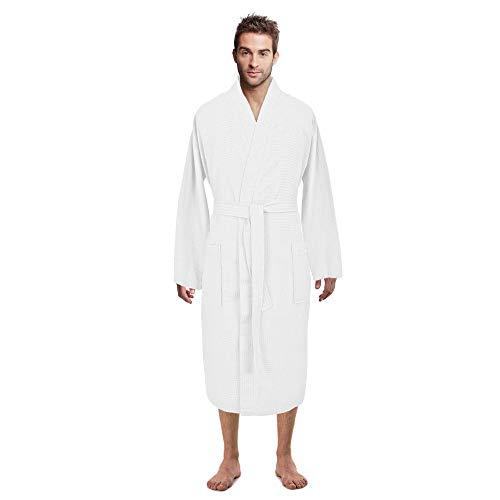Premium Turkish Cotton Waffle Weave Lightweight Kimono Spa Bathrobe for Men