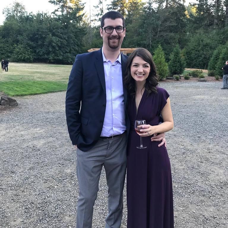 A recent photo at Hallie's friend Maura's gorgeous wedding in Oregon in 2018.