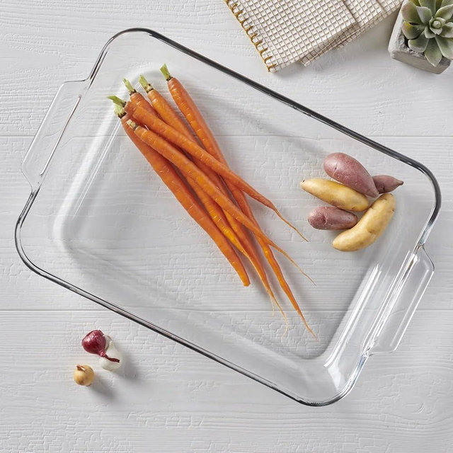 Glass Baking Dish, 5 Quart Rectangular Oven Safe Pan - Tempered Clear Glass Casserole Dish for Lasagna, Brownies, Roasting, Meal Prep & Storage with Lid, Easy Clean