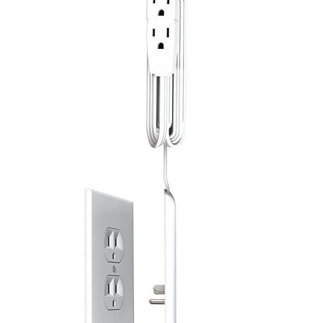 Sleek Socket Upward Exiting Outlet & Plug Concealer with Cord Management Kit for Mounted TVs, 8 Foot 3 Outlet Power Strip, Universal Size