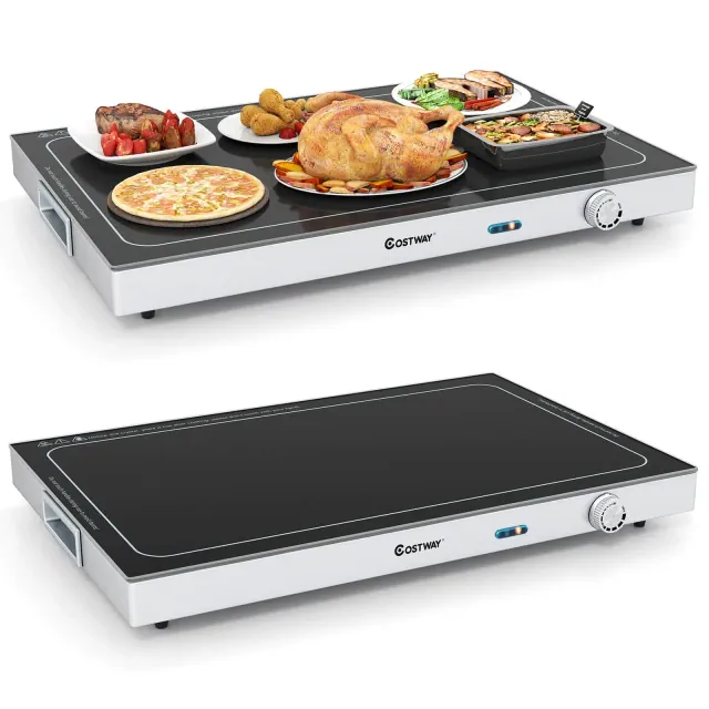 Costway 2 PCS Electric Warming Tray with Adjustable Temperature Built-In Handles for Buffets