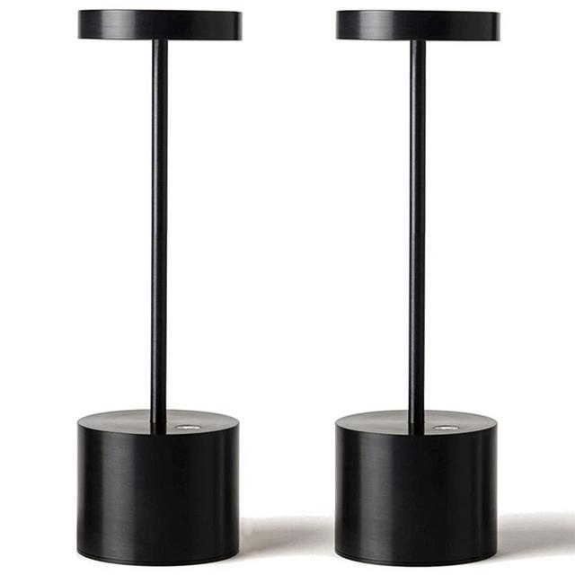 2Pack Cordless Table Lamp,Portable Rechargeable Battery Powered LED Desk Lamp,3200mAh 2-Levels Brightness Night Light（Black）