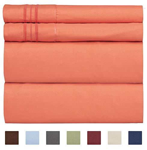 Full Size Sheet Set - 4 Piece - Hotel Luxury Bed Sheets - Extra Soft - Deep Pockets - Easy Fit - Breathable & Cooling Sheets - Wrinkle Free - Comfy – Coral Bed Sheets - Fulls Sheets – 4 PC