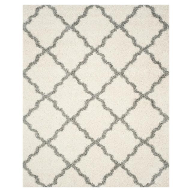 Ivory/Gray Geometric Shag/Flokati Loomed Area Rug - (8'x10') - Safavieh