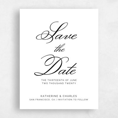White Wedding Save the Date - Arthur Type