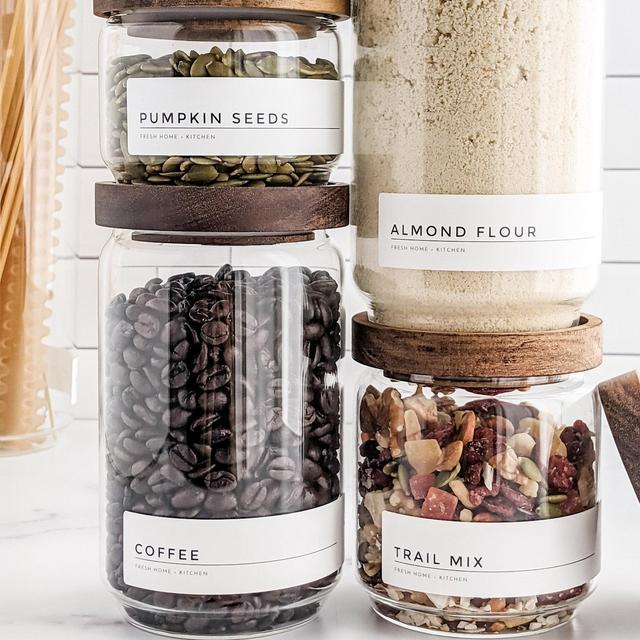 Glass Kitchen Storage Jars With Wood Lid