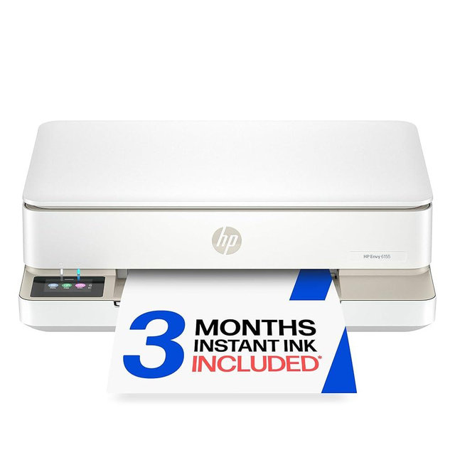 HP Envy 6155 Wireless All-in-One Color Inkjet Printer, Print, Scan, Copy, Duplex Printing Best-for-Home, 3 Month Trial of Instant Ink Included, AI-Capable (C2WR7A) Portobello