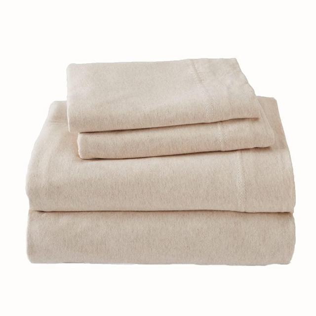 Jersey Knit Sheets. All Season, Soft, Cozy California King Jersey Sheets. T-Shirt Sheets. Jersey Cotton Sheets. Heather Cotton Jersey Bed Sheet Set. (California King, Oatmeal)