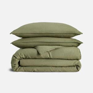 Brooklinen Washed European Linen Duvet Set in Moss