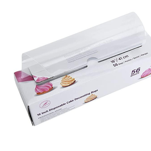 Keenpioneer Piping Bag - Disposable Cake Decorating Bag 56 Count (16 inch, Clear)