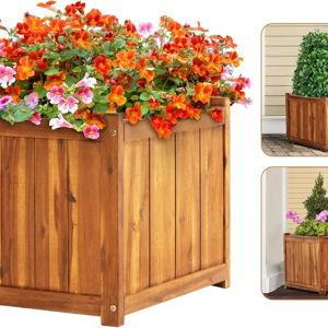 Idzo Hardwood Outdoor Flower Box, Durable Acacia Wood Flower Boxes for Outdoor Plants with Ergonomic Handles, Drainage Holes, Multiple Sizes Wood Bucket Planter for Home Decor, 1pcs
