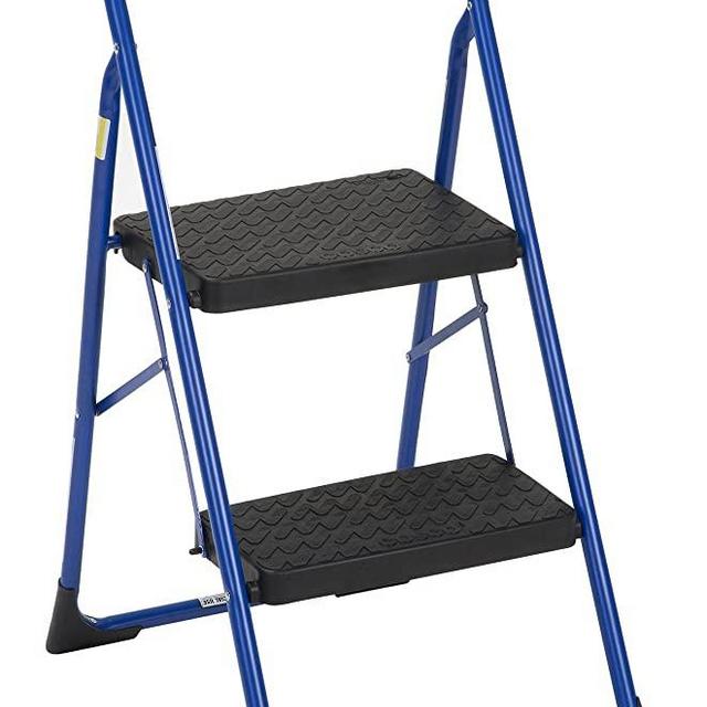 Cosco 11308SWB1E Two, Blue Three Big Folding Step Stool with Rubber Hand Grip