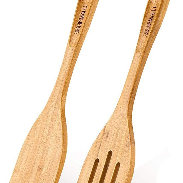 GEEKHOM Bamboo Spatulas for Nonstick Cookware, 13 Inch Extra Large Wooden Wok Turners, Wood Spoons for Cooking 2 Pack, Heat Resistant Kitchen Utensils Set, Flipper for Pancake Fish Egg
