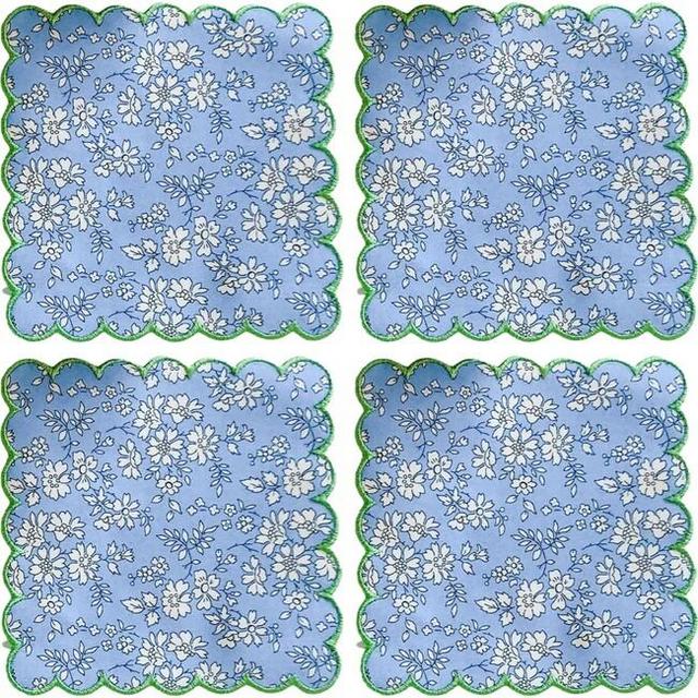 Set of 4 Liberty Cocktail Napkins, Capel with Turf Trim