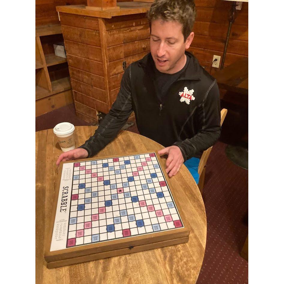 Got interlodged (snowed in) at Alta, so Doug had to cheat at scrabble instead of skiing