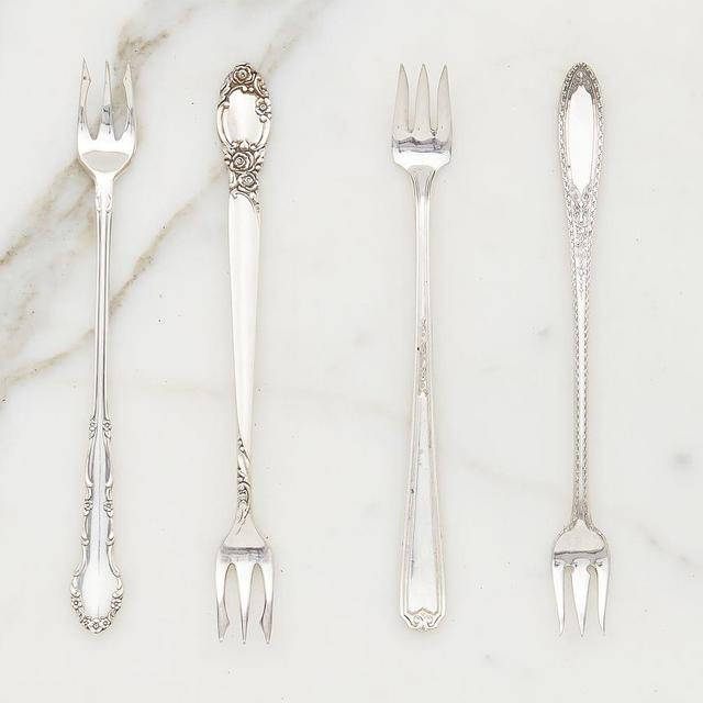 Vintage Found Hotel Silver Appetizer Forks, Set Of 4