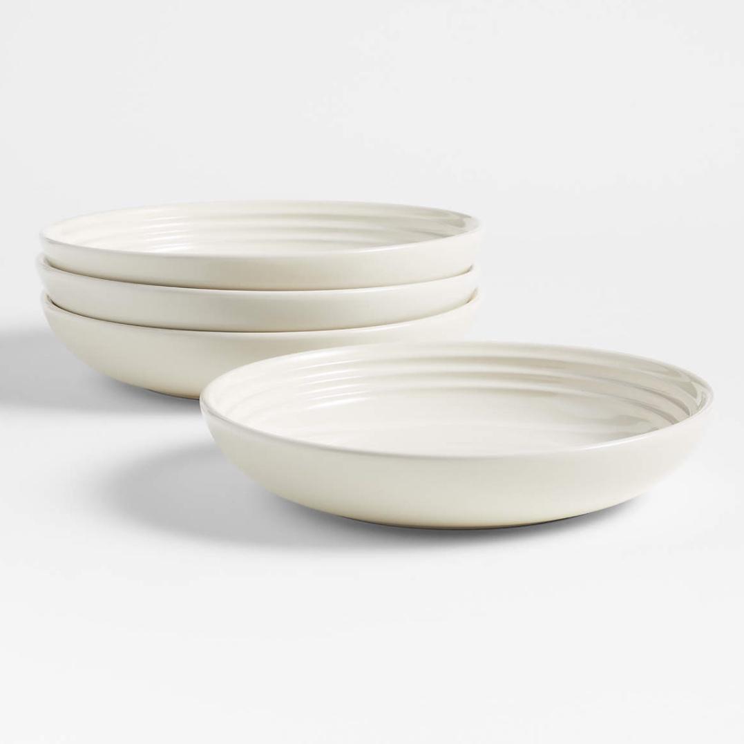 Le Creuset Cream Bowl Plates, Set of 4