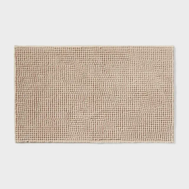 20"x34" Low Chenille Memory Foam Bath Rug Tan - Threshold™