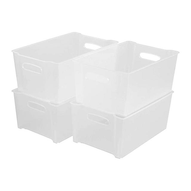 Tyminin 14 L Plastic Storage Box with Gray Lids, 2 Packs