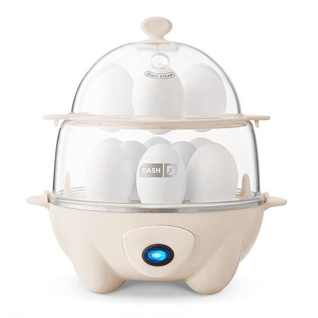 DASH DEC012CM Deluxe Rapid Egg Cooker: Electric, 12 Capacity for Hard Boiled, Poached, Scrambled, Omelets, Steamed Vegetables, Seafood, Dumplings & More with Auto Shut Off Feature, Cream