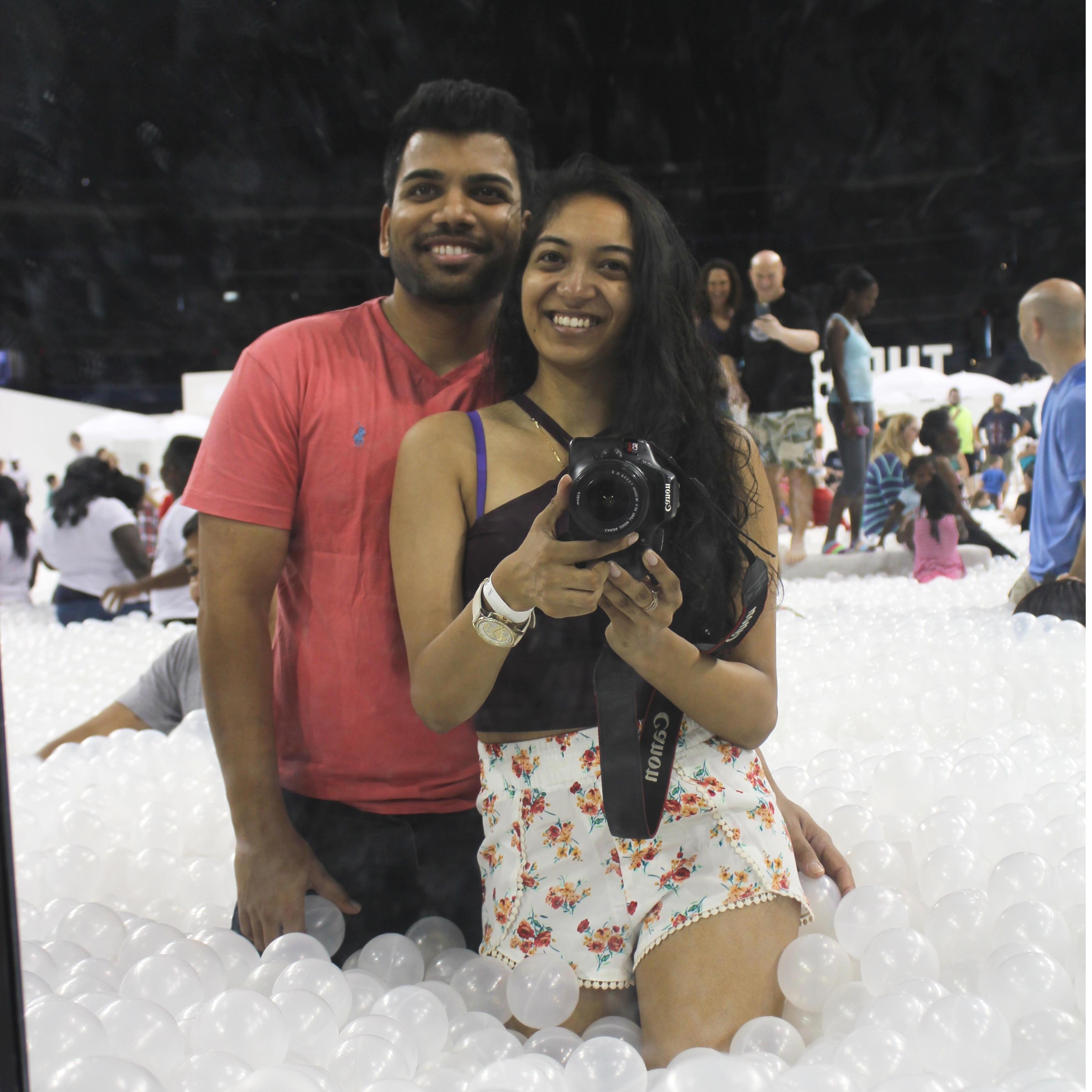 Having some silly fun in a giant ball pit!