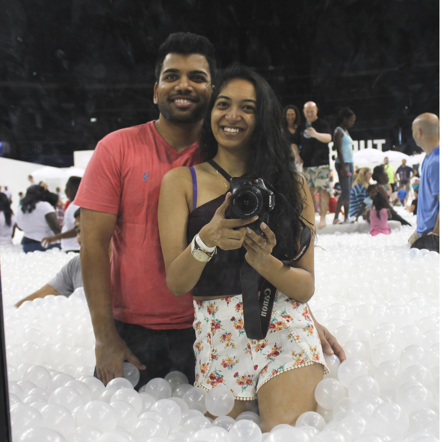 Having some silly fun in a giant ball pit!