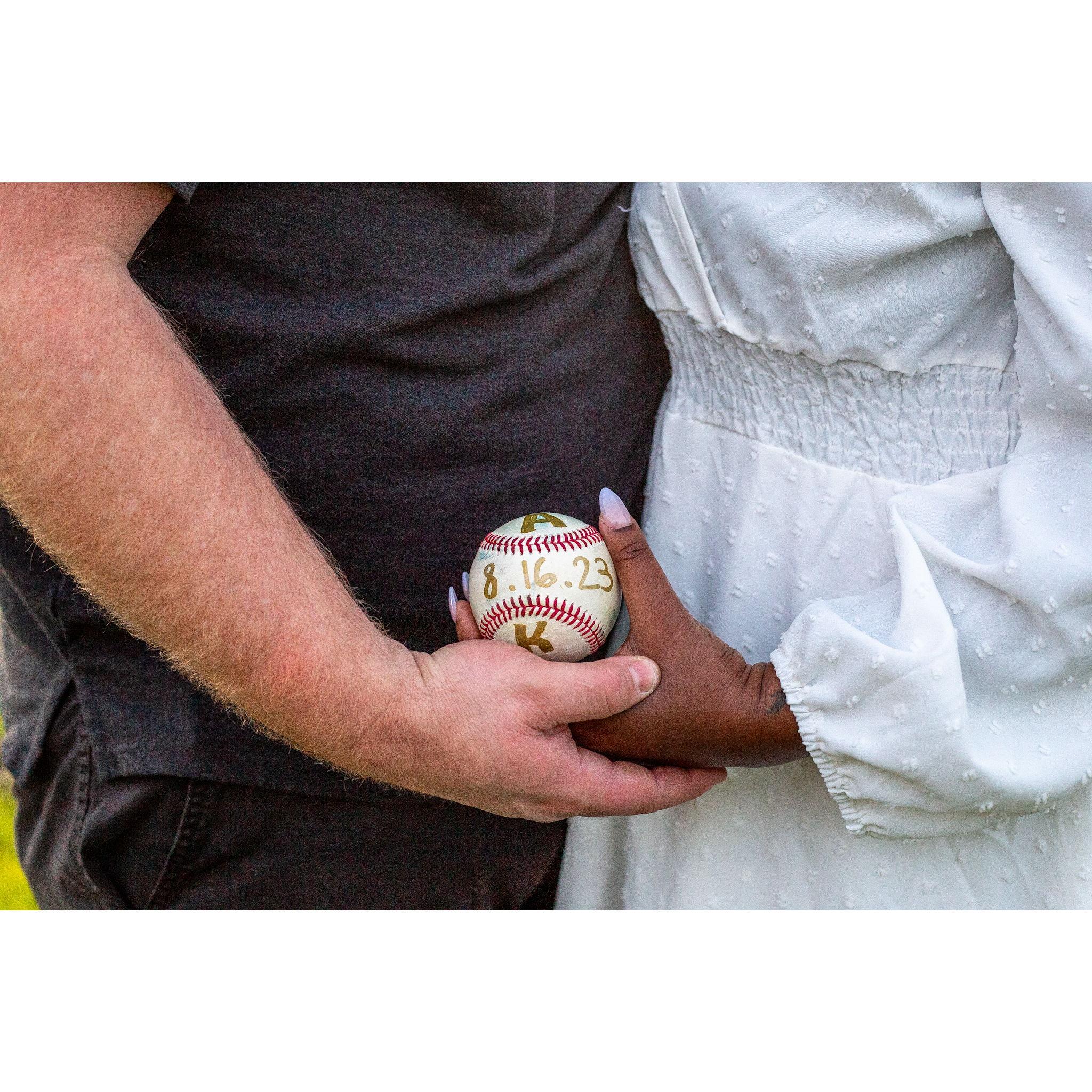The game ball we received from the Rivercat's staff on our engagement day!