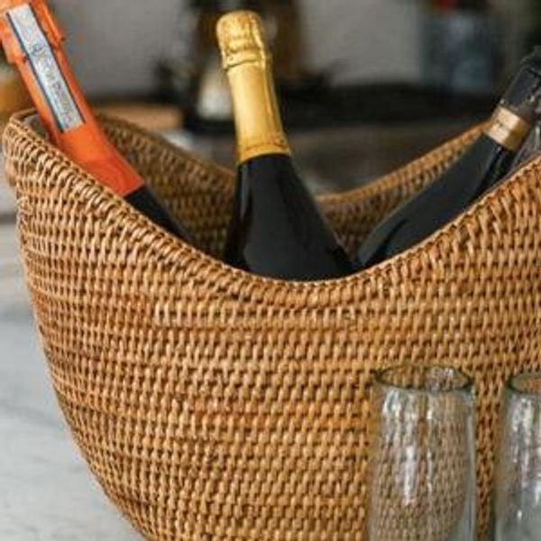 Rattan Champagne Bucket with Acrylic Insert