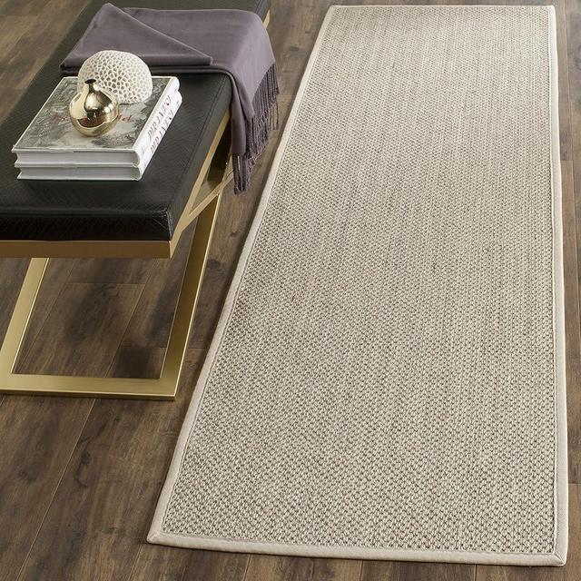 SAFAVIEH Natural Fiber Collection Runner Rug - 2'6" x 8', Marble & Beige, Border Sisal Design, Easy Care, Ideal for High Traffic Areas in Living Room, Bedroom (NF143C)