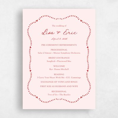 Pink Simple Wedding Program - Jemima