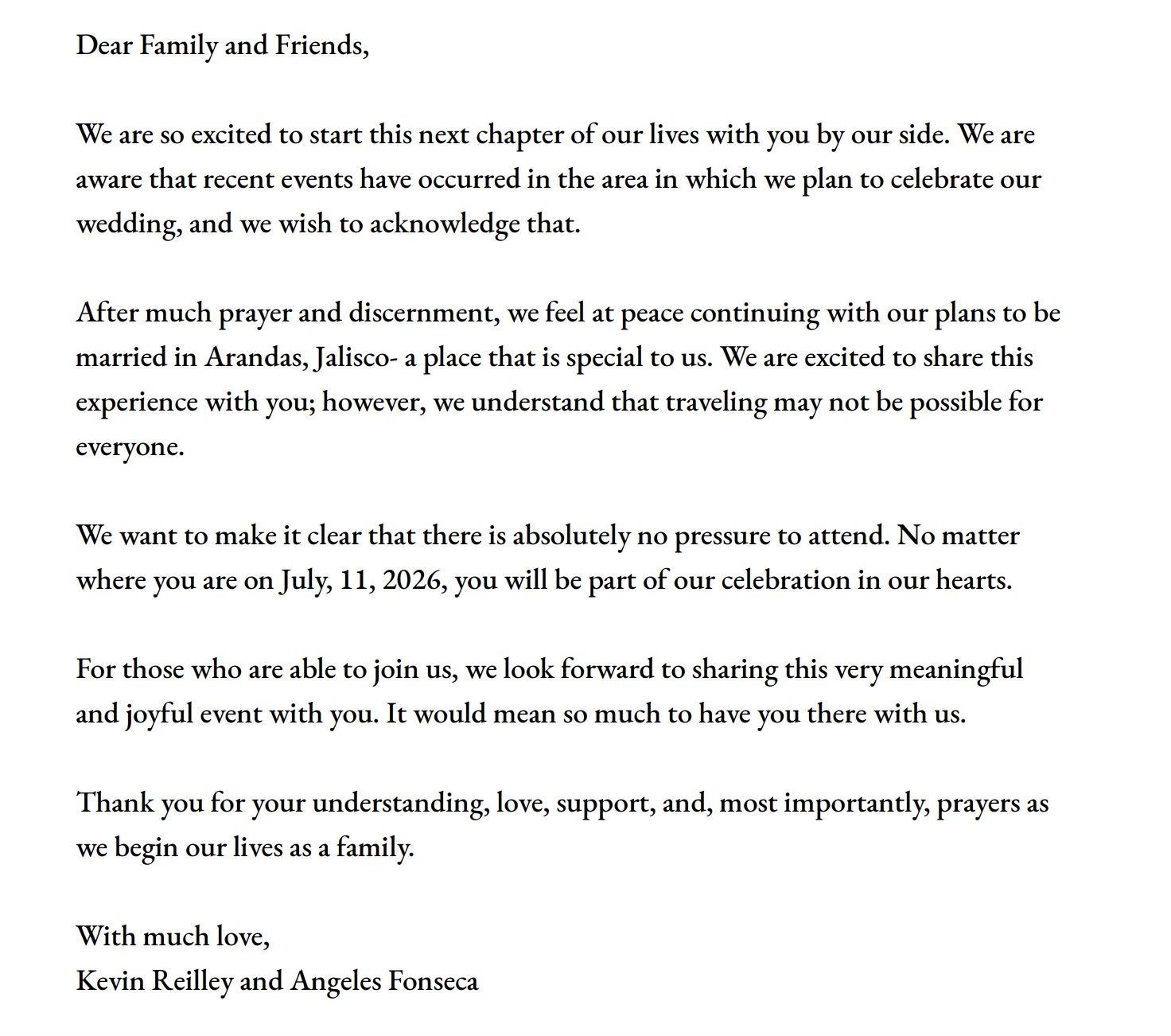 The Wedding Website of Angeles Fonseca and William Kevin Reilley III