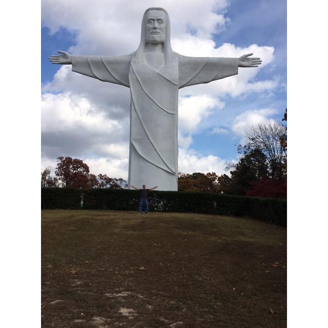 Terry and the Christ statue, strike a pose!