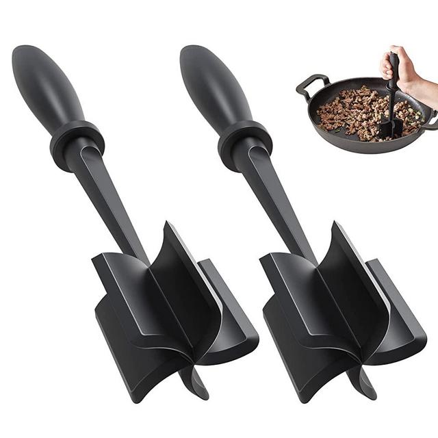 2 Pcs Meat Chopper, Upgrade Hamburger Chopper, Premium Heat Resistant Meat Masher for Hamburger Meat, Ground Beef Smasher, Nylon Meat Smasher Tool, Non Stick Mix Chopper, Hamburger Smasher Safe