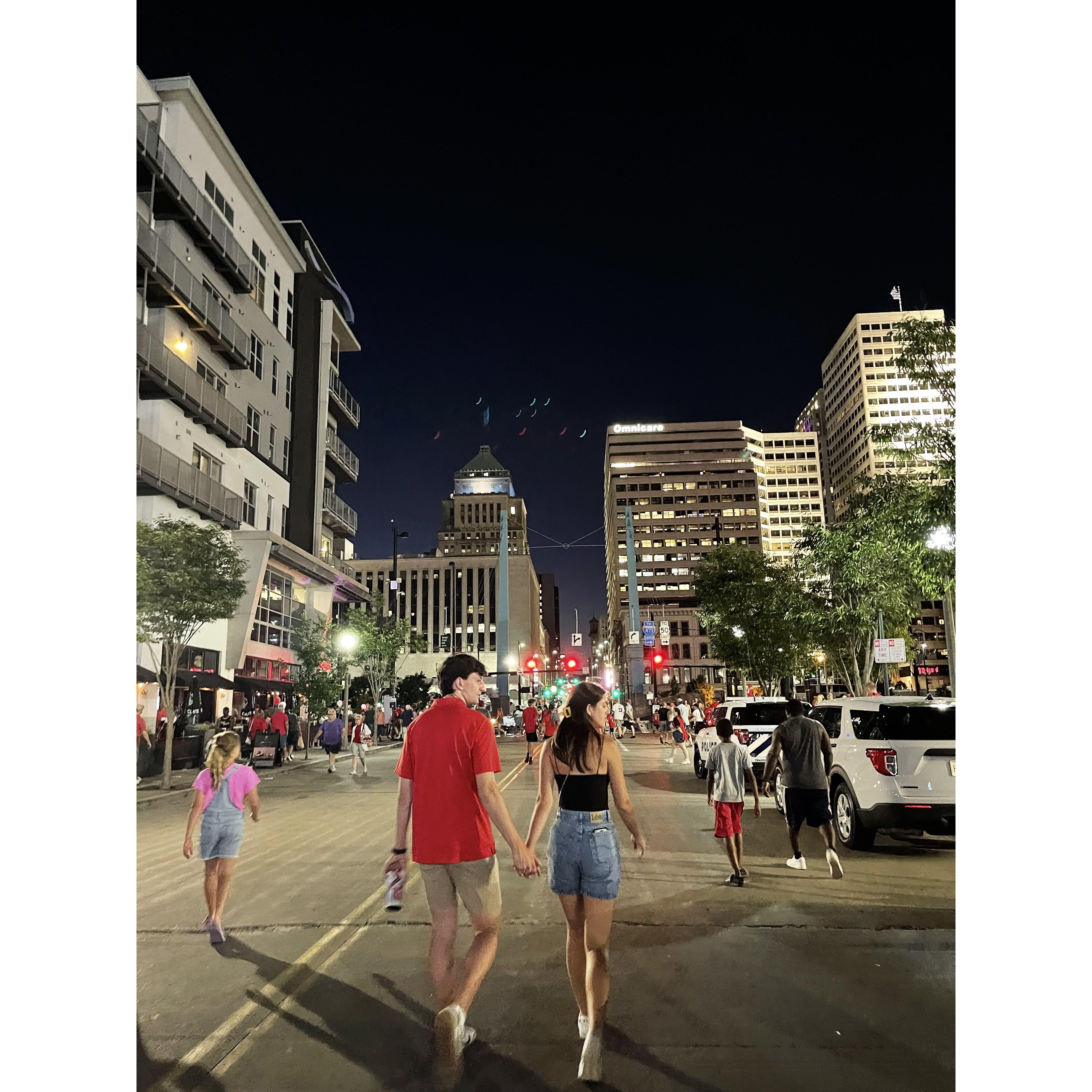 A stranger took this photo of us after a Reds game!