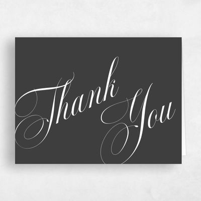 Dark Charcoal, Black Wedding Thank You - Dametta Landscape