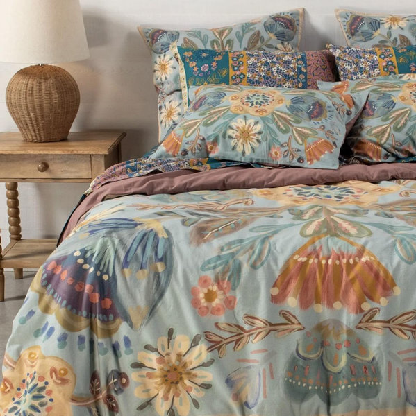 King size Catalina Cotton Duvet Cover - Blue Mandala