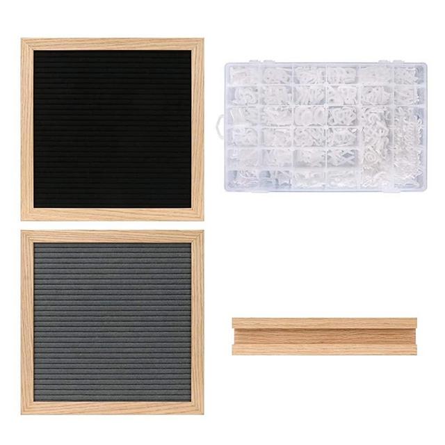 Letter Board with Letters and Numbers,645 PRE-Cut Characters (3/4 and 1 Inch,White) with Sorting Tray,Felt Letter Board with Stand 10&10 Inches - Black and Gray