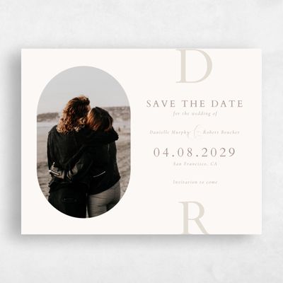 Beige Typography Wedding Save the Date - Damon Photo