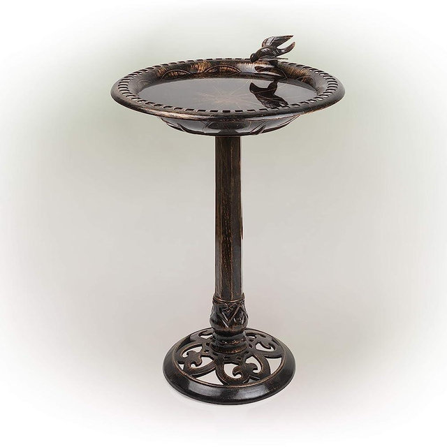 Alpine Corporation TEC294BZ Birdbath Bronze w/Bird Decoration, 26 Inch Tall