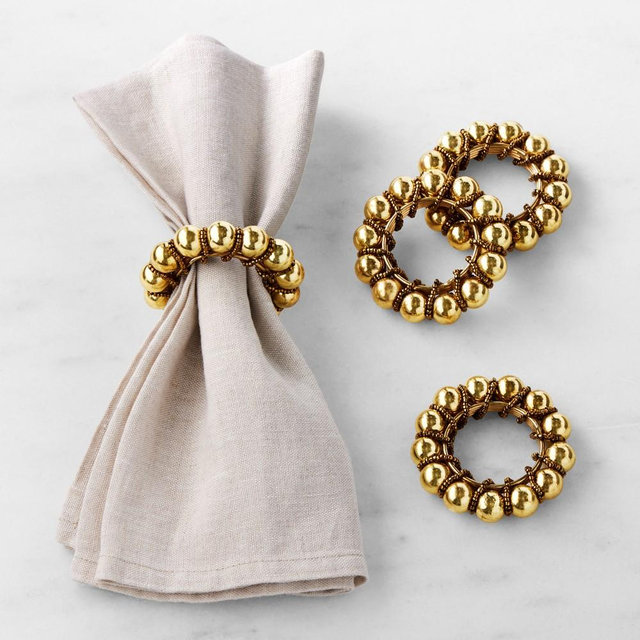 Gold Crown Napkin Rings, Set of 4