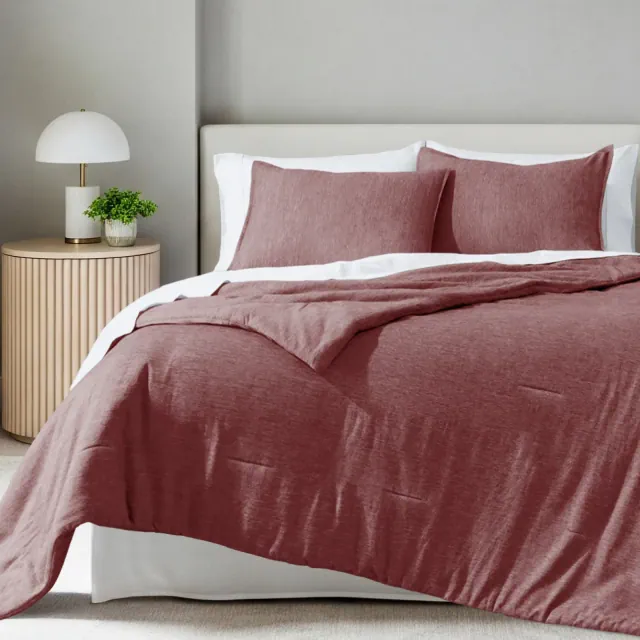 Bare Home 3-Piece Comforter Set in Heathered Rosewood, Queen