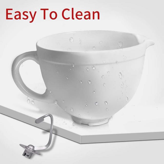 Ceramic Bowl for KitchenAid Stand Mixer,Fits All 4.5 and 5 Quart KitchenAid Stand Mixers,Milky white