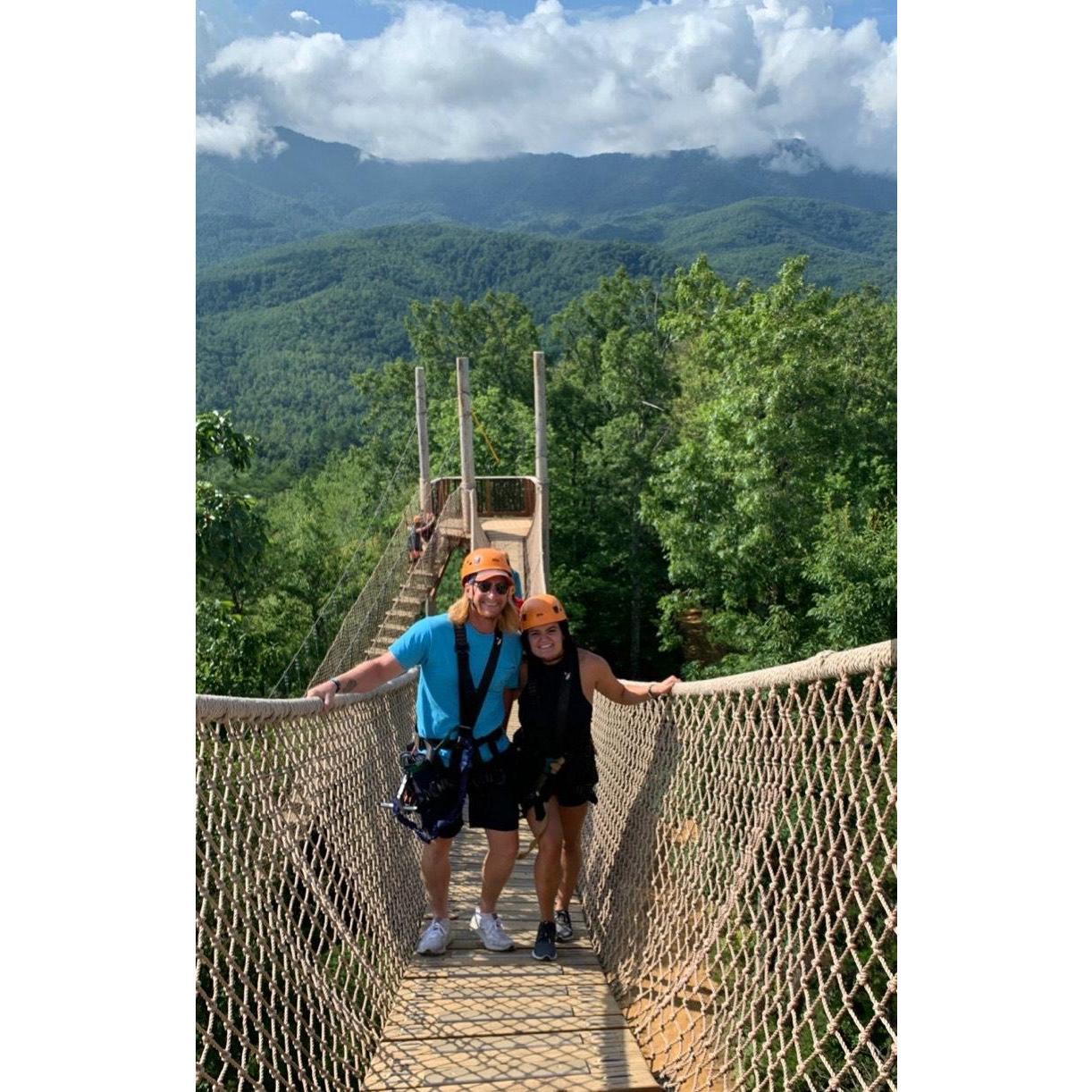 Zip-lining in Gatlinburg.