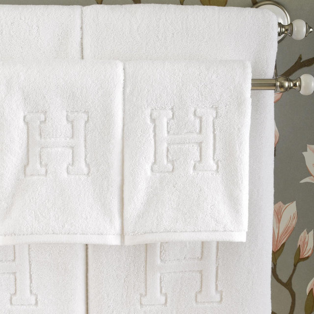 Auberge Monogrammed Hand Towel, Set of 4